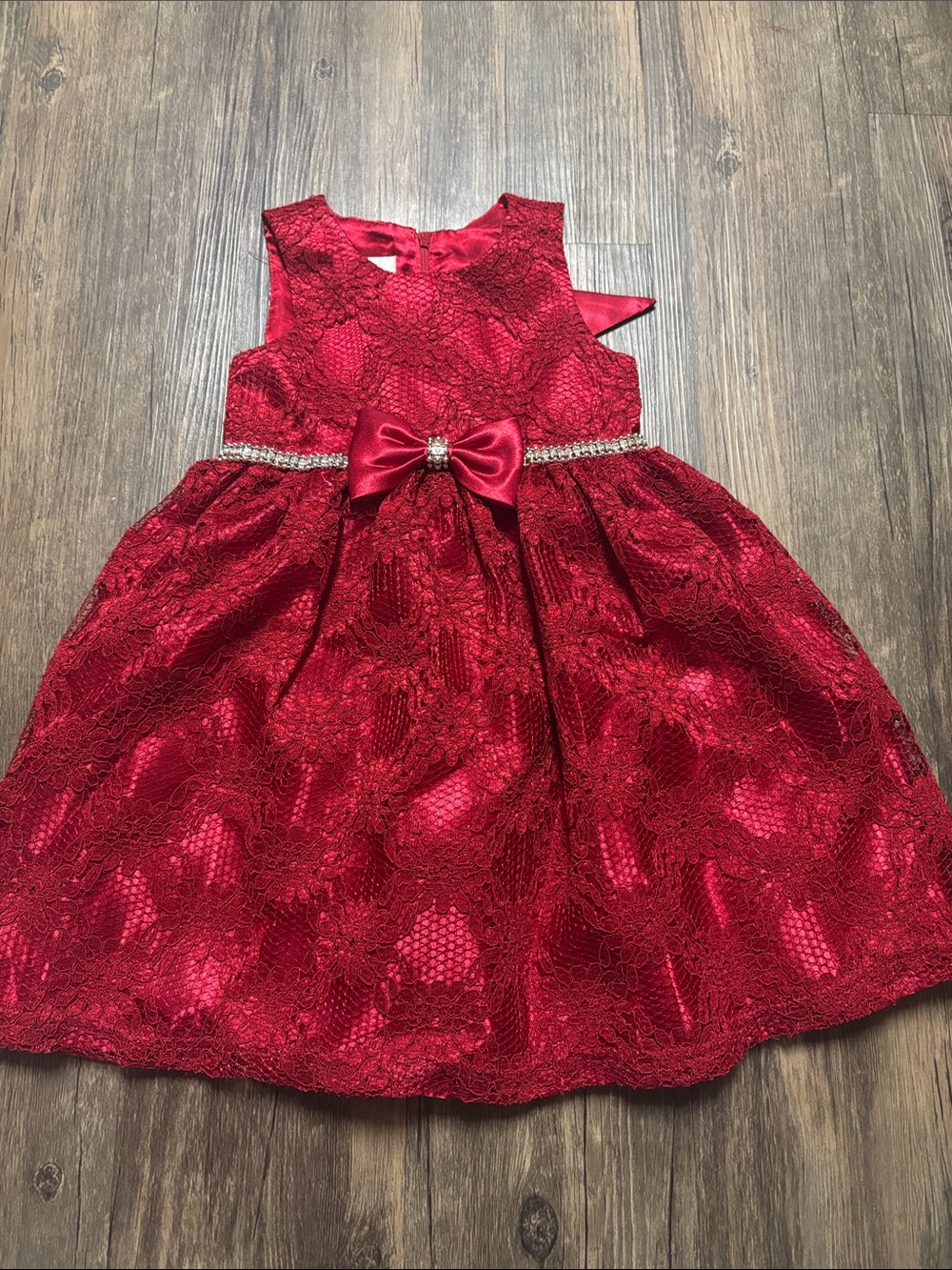 Girls Red Lace Party Dress Like New